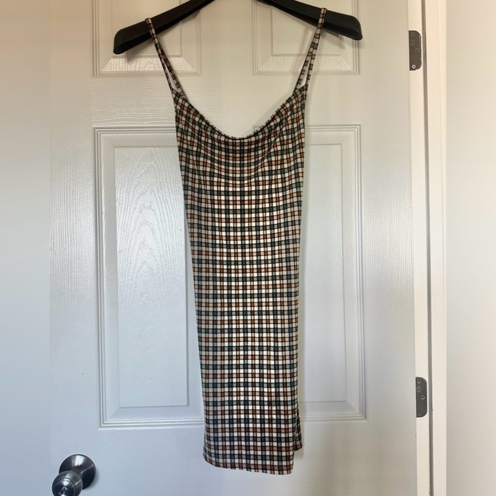 BOGO ⚡️ EMORY PARK Plaid mini slouched neck cross strap back